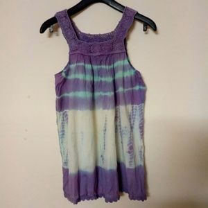 Crocheted Tye-Dye Top Blouse Shirt Sz XL